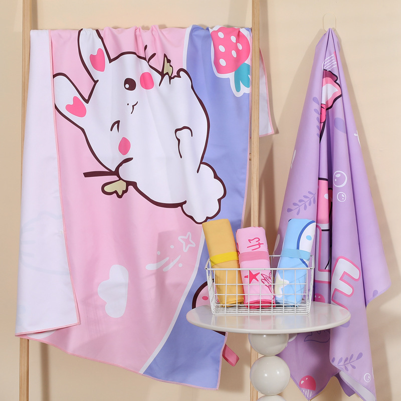 Picture of Children's Bath Towel, Double-Sided Velvet Beach Towel, Water-Absorbent, Quick-Drying, Portable Buckle Cartoon Cute Cloak, Warm, Soft and Comfortable