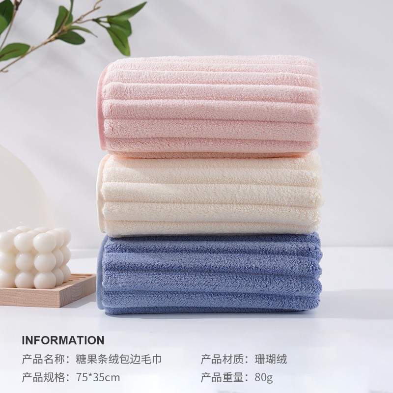 Picture of Coral Velvet Candy Strip Velvet Towel Towel Absorbs Water, Quick-Drying and Does Not Shed Hair 2024 New Face Wash and Bath Towel
