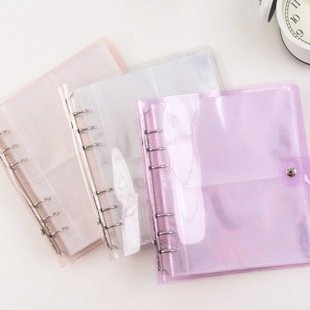 Wholesale supply of transparent glittering large capacity 6 hole loose leaf insert 3 inch album album album photo star supplies