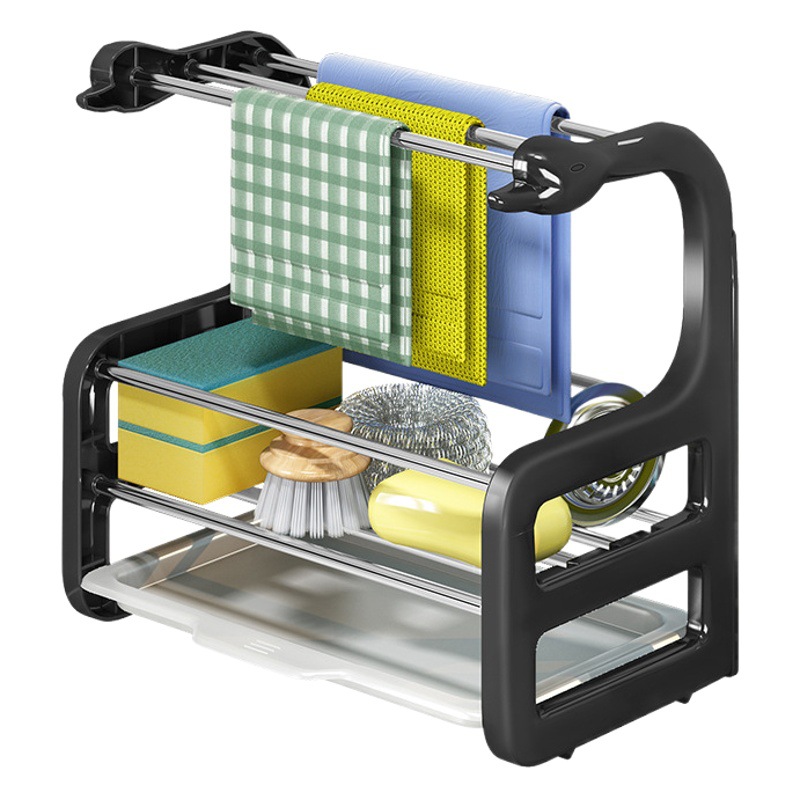 New version Little Swan Rag rack kitchen storage rack punch-free countertop wall hanging sponge draining White cleaning cloth storage rack