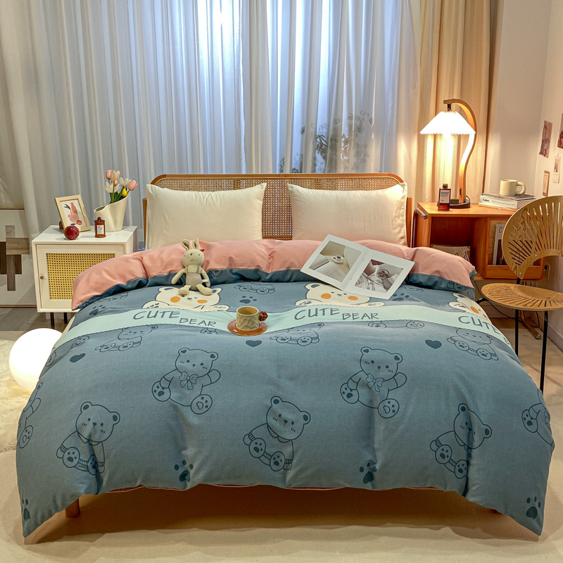 Picture of Cotton brushed duvet cover single piece modern simple single double dormitory thickened quilt cover pure cotton duvet cover single piece