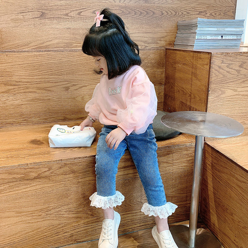 Picture of Girls' Pants Korean Jeans Women's Micro Denim Pants Fashion Split Stretch Girls' Spring and Autumn Jeans