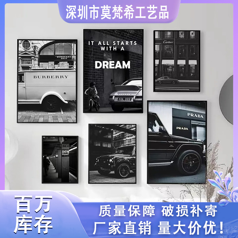 Fashion high-grade poster canvas painting black and white abstract hanging painting cross-border AliExpress one-piece delivery painting core decorative painting