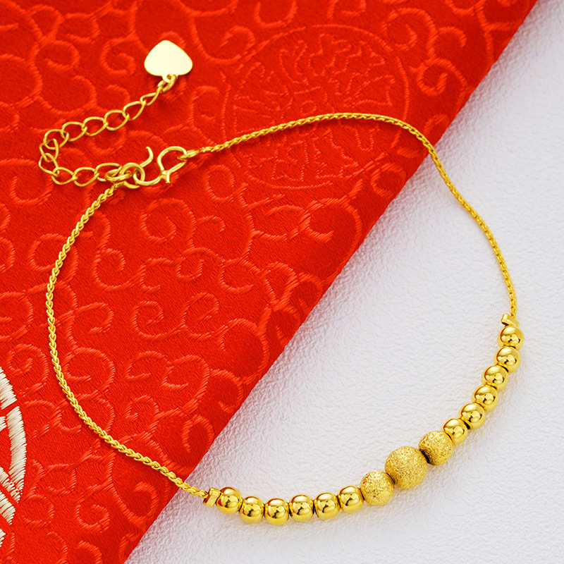 Picture of Vietnam Sand Gold Fashion Anklet Brass Plated 24k Gold Bell Double-Layer Turn & Bead Foot Ornaments Women's Foreign Trade Euro Gold
