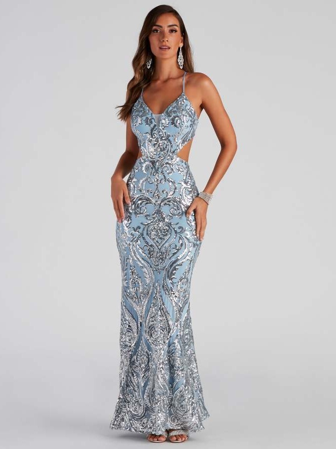 Cross-Border New Amazon Best-Selling Sequined Dress Suspender Banquet Host Party Bridesmaid Etiquette Dress
