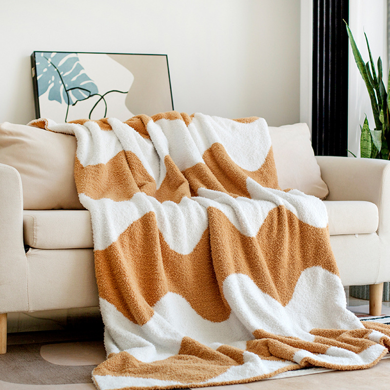 Picture of Scandinavian Half-Velvet Knitted Blanket Sofa Blanket Casual Shawl Throw Blanket Office Lunch Blanket B&B Decorative Blanket