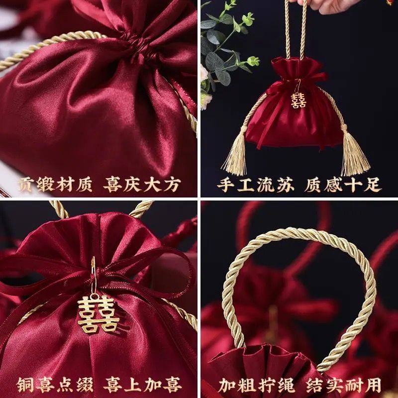 Picture of Wedding Ceremony Satin Wedding Candy Bag Creative European Style Accompanying Ceremony Candy Bag Creative Ins Style Candy Box