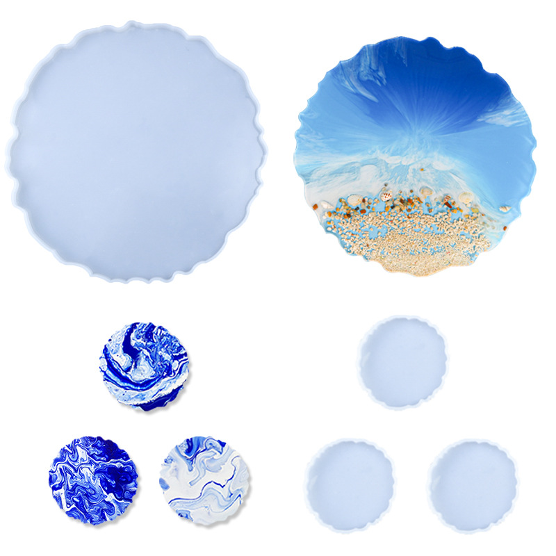 Picture of Deyi Yangyang DIY Crystal Glue Silicone Mold Large Round Tray to Make Mirror Silicone Table