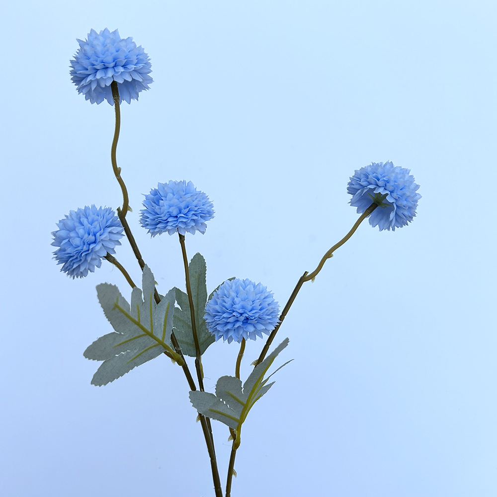 Picture of Simulation of 5 autumn dandelion ball chrysanthemum 5 small onion ball wedding home decoration bouquet soft photography props pu