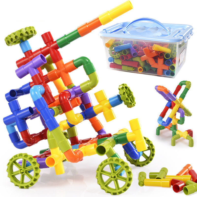 Children's Splicing Water Pipe Building Blocks Assembling Toys Assembling 3-4-6 Years Old 7 Years Old Plastic Assembling Boys' Educational