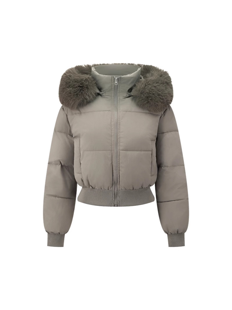 Picture of Foreign trade cross-border 2025 winter fur collar hooded waist thickened short down cotton jacket women
