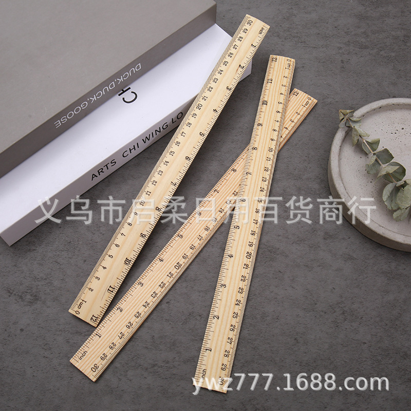 Picture of Factory Direct Sales Primary School Student Wooden Ruler 15Cm20Cm30Cm Wooden Ruler Single-Sided Double Scale Ruler Wooden Ruler Wholesale
