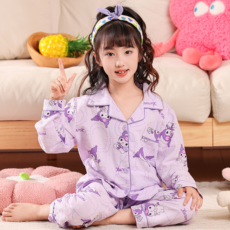Picture of 2024 New Girls' Pajamas Long Sleeve Cloud Cotton Spring and Autumn Children's Home Clothes suit Big Kids Girls Can Wear Outer