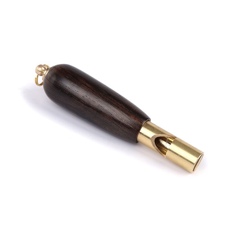 Picture of Brass Red Sandalwood Outdoor Lifesaving Whistle Keychain Pendant Competition Tall Whistle Mountaineering Training Pendant