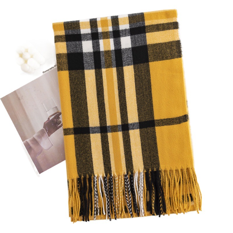 Plaid Imitation Cashmere Scarf Wholesale Simple Artistic Retro Scarf Women's Fashionable Elegant Shawl Warm and Cold-Proof Neck Scarf