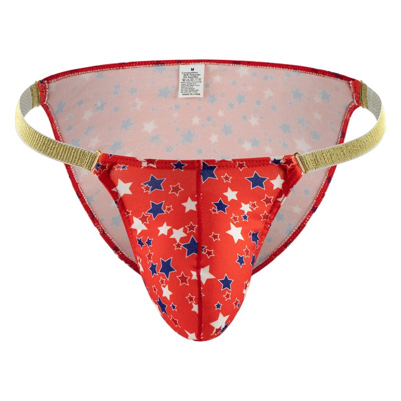 New Foreign Trade Star Printed Men's Underwear Sexy Phnom Penh High Fork Men's Low Waist Pocket Buckle Briefs B816