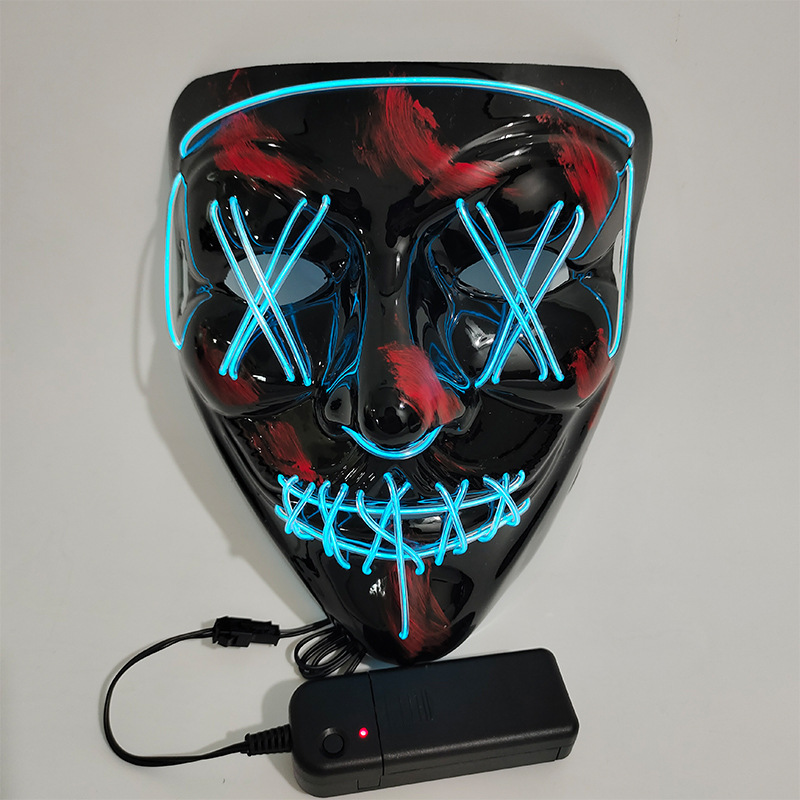 Picture of Spot Amazon Halloween Two-Color Mask El Cold Light Ktv Dance Party Scary Scary Mask Fluorescent