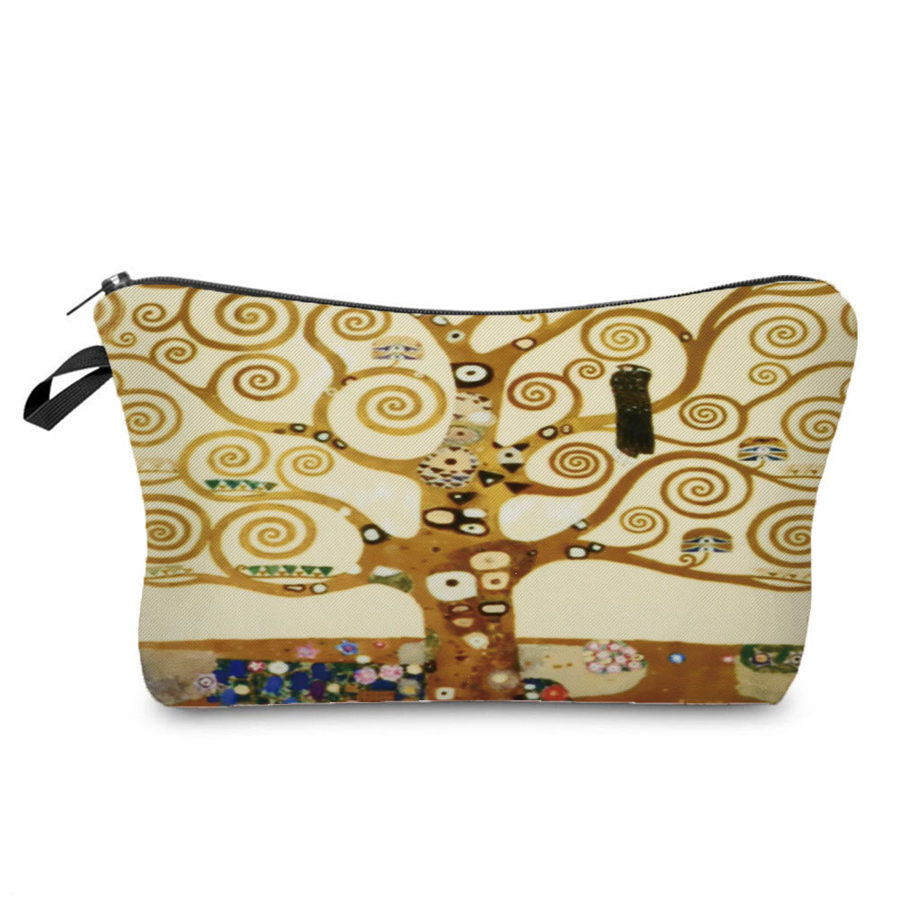 Picture of Personalized fashion cosmetics storage bag new goods wholesale golden oil painting printing cosmetic bag large capacity wash women's bag