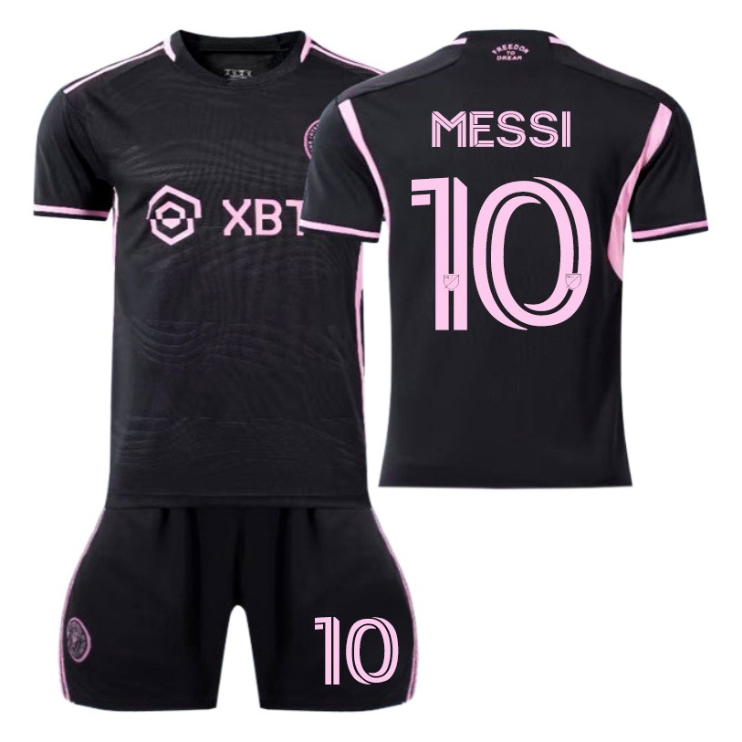 2324 Miami International Away Black Messi No.10 Suarez No.9 Jersey Socks Football Clothes Wholesale