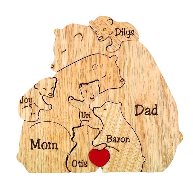 Picture of Cross-border popular handmade wooden ornaments wooden bear family personalized wooden pet carving crafts