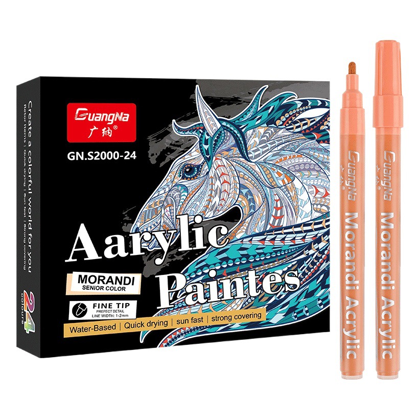Guangna S2000 Morandi color acrylic marker pen set 24 color water-based diy painting marker pen graffiti pen
