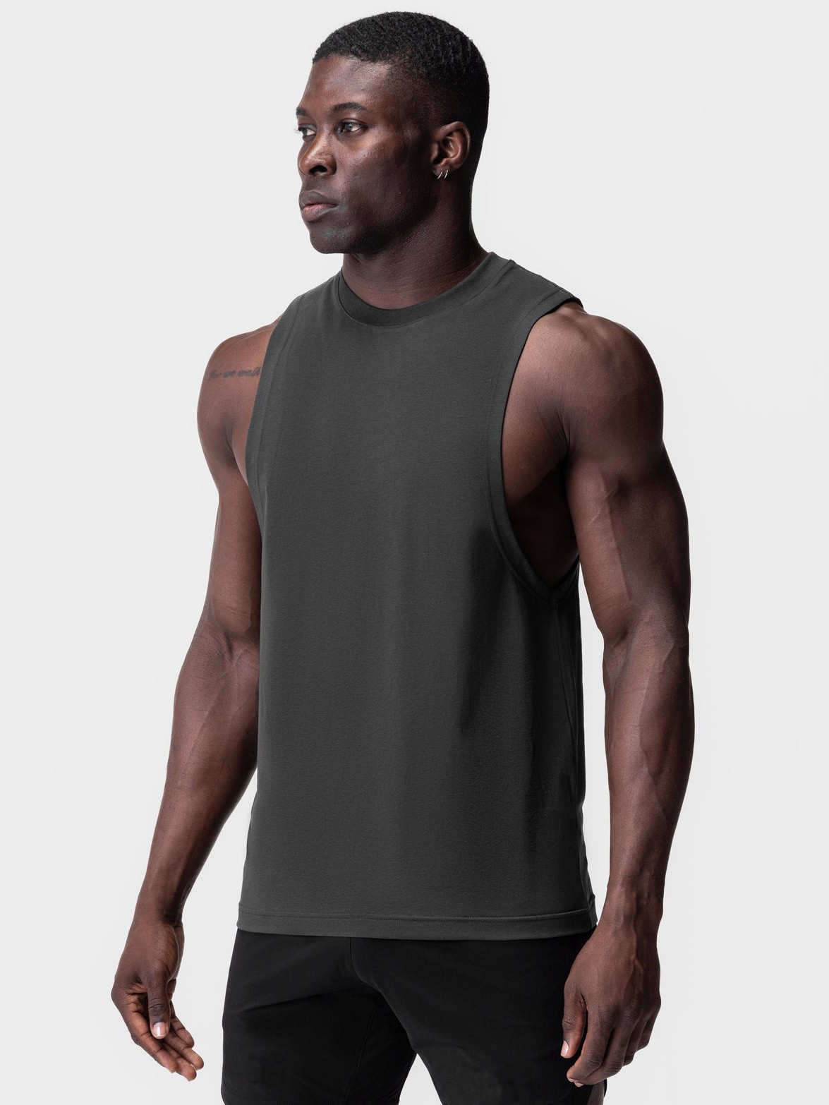 2025 Cross-border New Sports Fitness Vest Men's 75 Cotton 25 Polyester Ice Sense Wide Cuff Solid Color Round Neck Vest