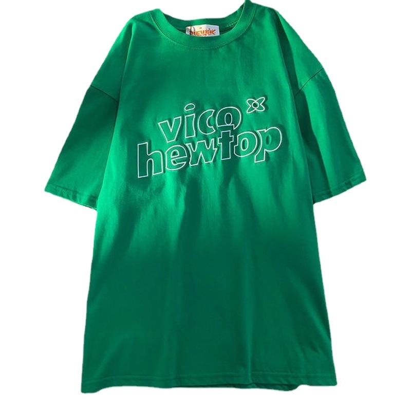 National Fashion Klein Blue Design Letter Printing 2022 Summer New Round Neck Short-sleeved T-shirt for Women Couple Beautiful Fashion