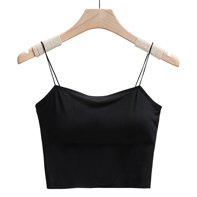 Ice Silk Inner Wear Beautiful Back Camisole Women's K-Style with Chest Pad Anti-Exposure Seamless Sports Bra Bottoming Chest Wrap Summer