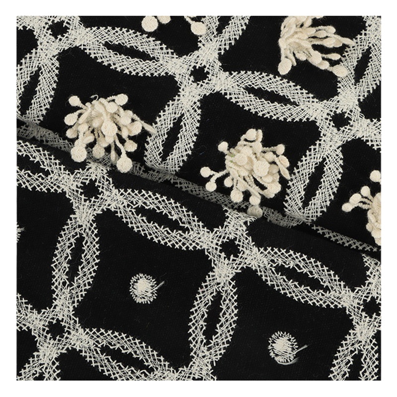 Thick Hemp Cotton Japan Masakawa Stereo Anemone Embroidered Fabric Bag Cloth Skirt Fabric