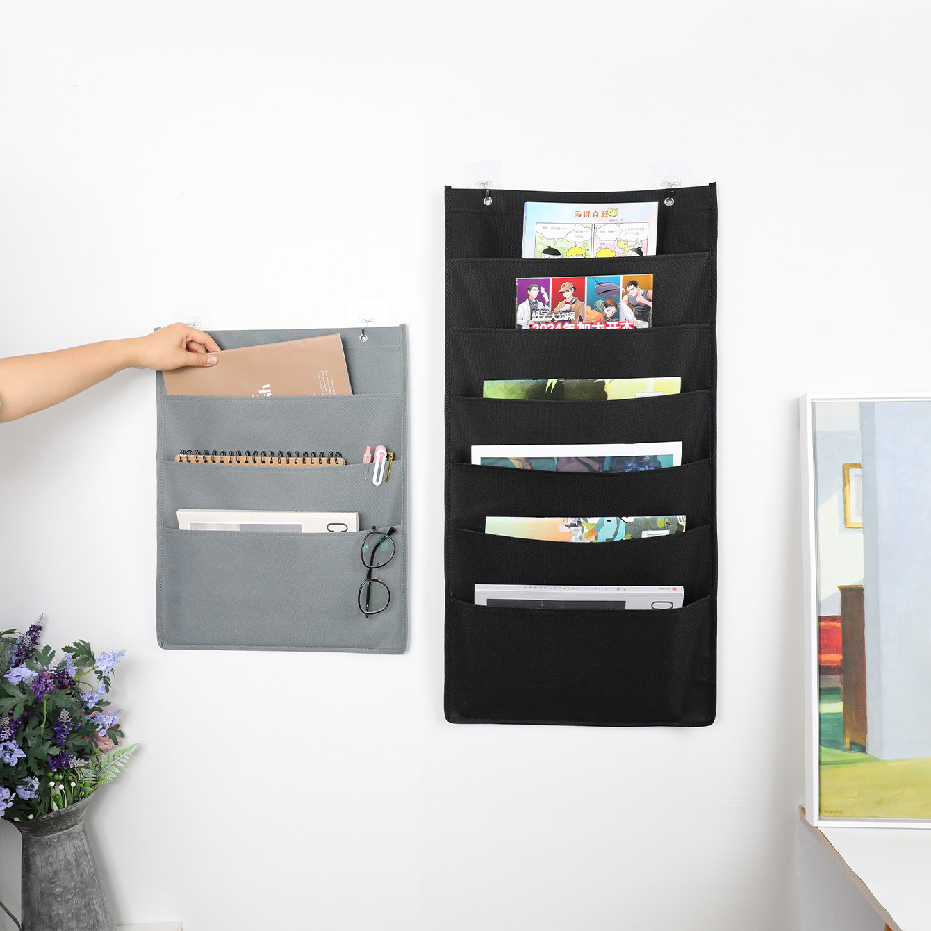 Books and magazines behind the door storage hanging bag wall hanging documents newspaper sundries finishing bag wall hanging classroom hanging pocket artifact