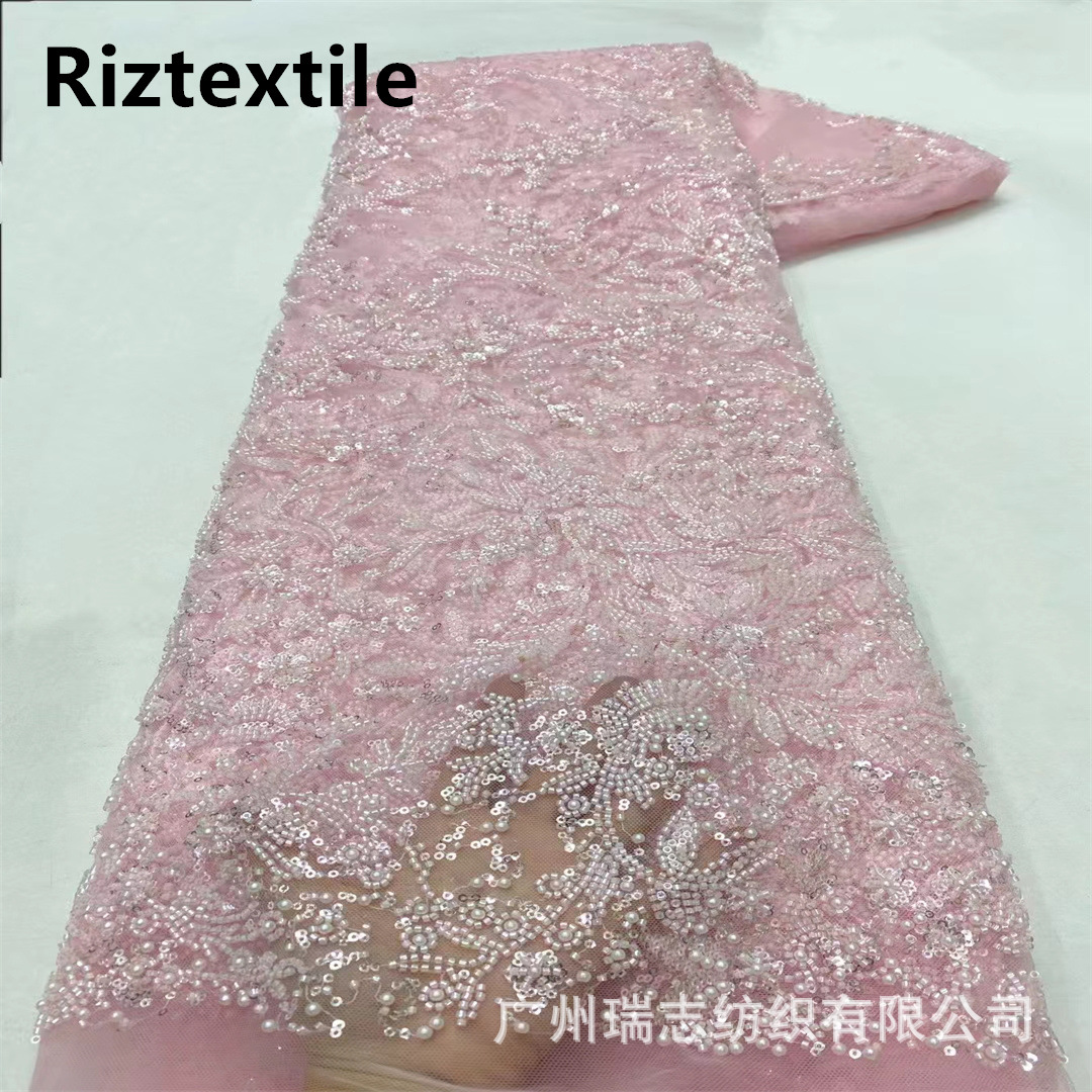 Picture of Wedding dress three-dimensional beads embroidered sequins embroidered lace lace fabric Embroidery beaded lace