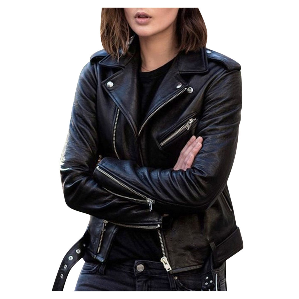 Picture of Leather Coat Women's New Top Autumn Short Spring Korean PU Biker Wear Slim-Fit Winter Leather Jacket