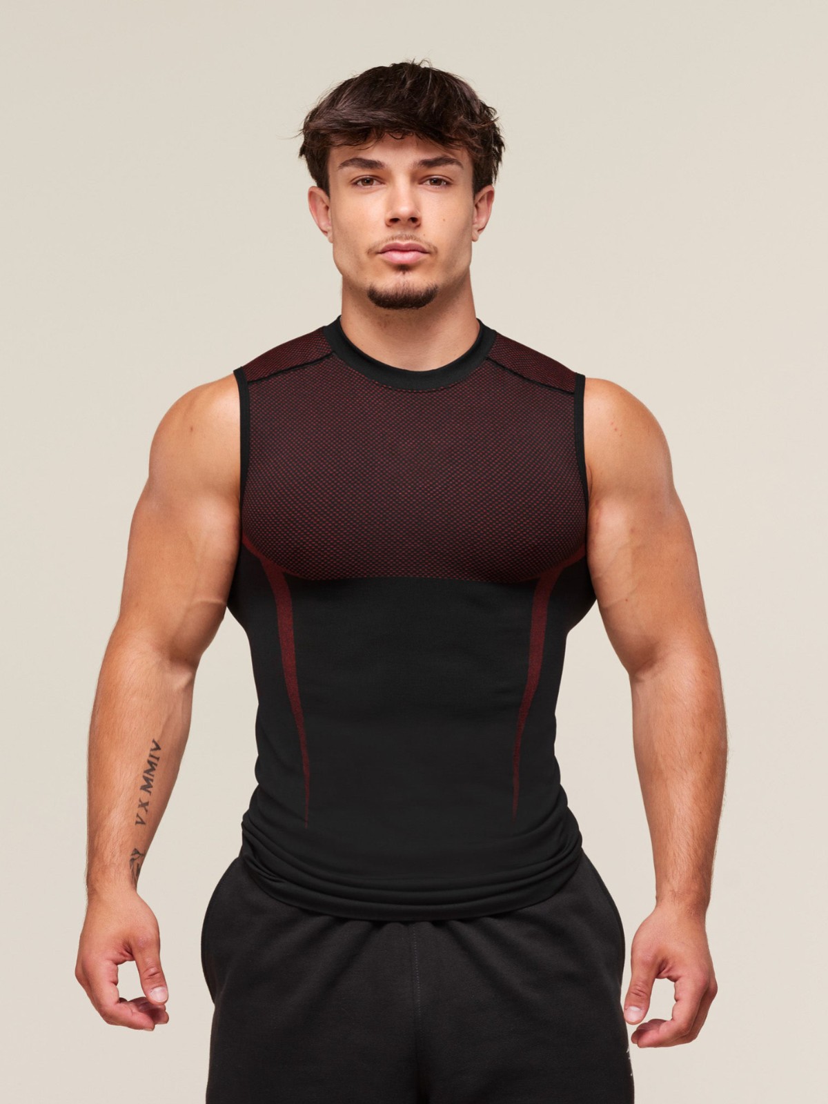American New Style Men's Vest Outdoor Running Training Sports Fitness Pull-Up Printed Breathable Ironing Solid Color Top