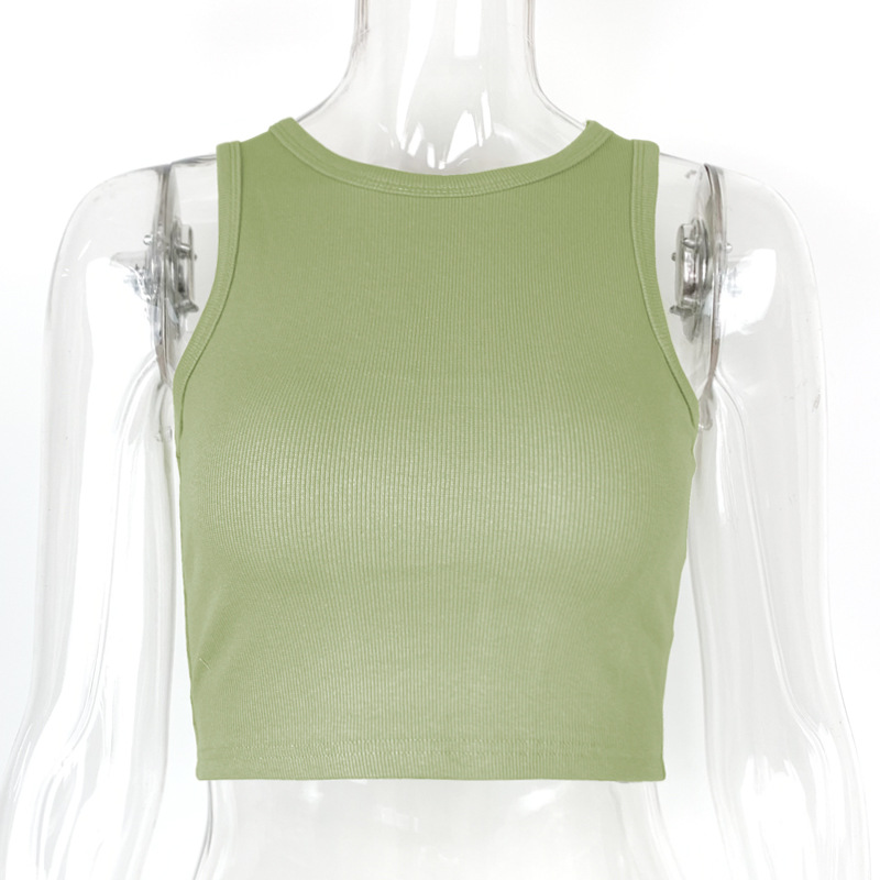 Picture of European and American Ins Sports Short Navel-Baring Sleeveless Top for Women 2025 Summer Cross-Border New Tight-Fitting I-Shaped Vest