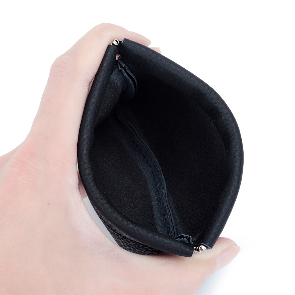 Picture of Genuine Leather Short Mini Coin Purse Women's Small and Ultra-thin Automatic Closure Shrapnel Coin Bag Key Lipstick Storage Bag
