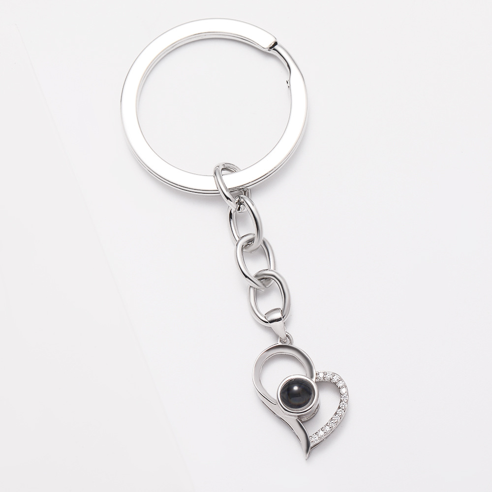 Hot sale color picture projection custom projection pendant one hundred languages I love you diy fashion keychain