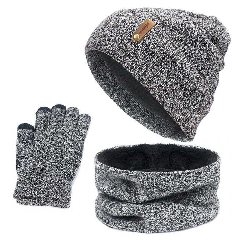 Picture of Foreign Trade Cross-Border Velvet Three-Piece Set Aliexpress Amazon Ebay Warm Suit Winter Hat Scarf Touch Screen Gloves