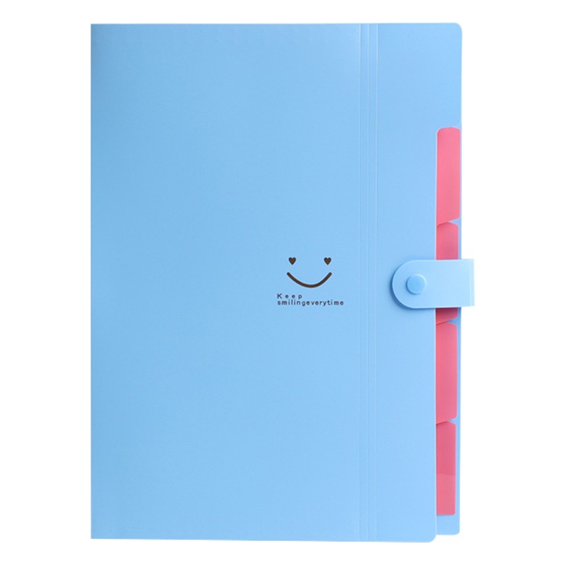 Student Test Paper Clip Smiley Multi-Layer Folder A4 Accordion Bag File Bag Insert Information Book Test Paper Clip Storage Bag
