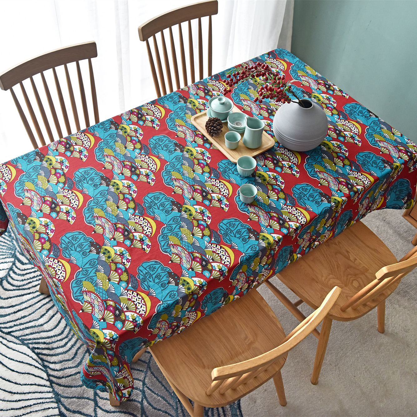 Picture of Hemp cotton digital printed fabric Yunnan Lijiang printed cotton linen fabric ethnic style retro Bohemian fabric
