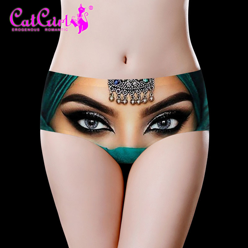 catgirl women's underwear summer Thin Ice Silk seamless sexy underwear girl's inner printed briefs