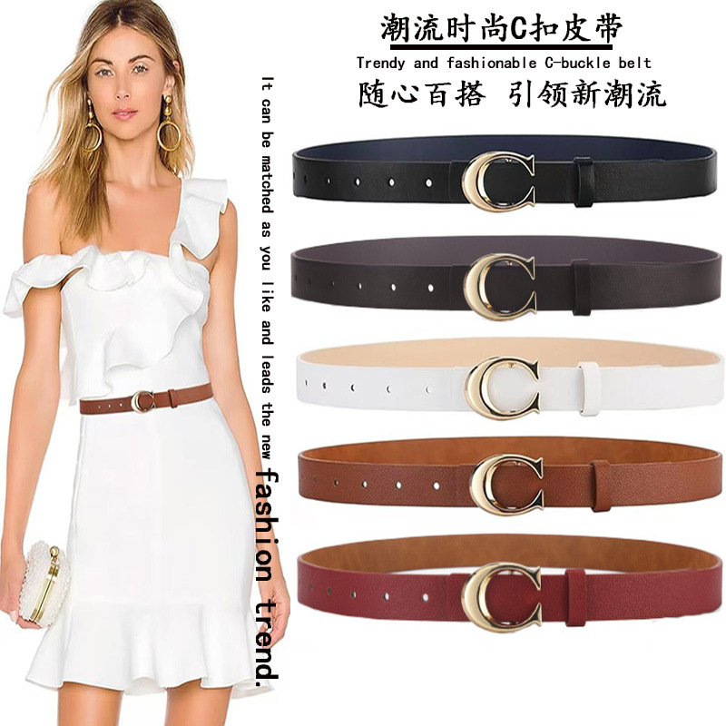 Korean-style All-match Student Couple Ins Style Belt Girl's Decorative Belt Jeans Slim-fit C- button Thin Belt for Women