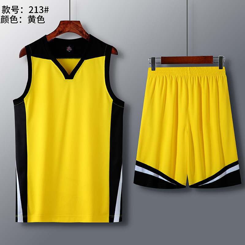 Picture of Summer new dry breathable outdoor sports training V-neck contrast basketball suit strength manufacturers wholesale printing