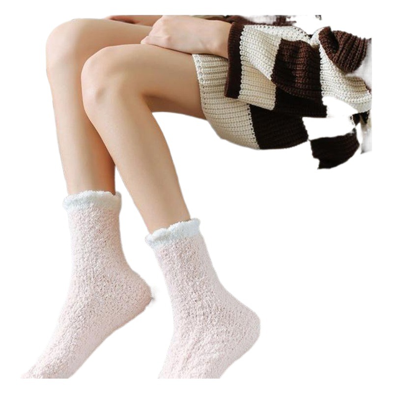 Wholesale Supply of Twist Coral Velvet Socks for Women, Winter Thickened Towel Socks, Sleep Socks, Floor Socks, Home Socks