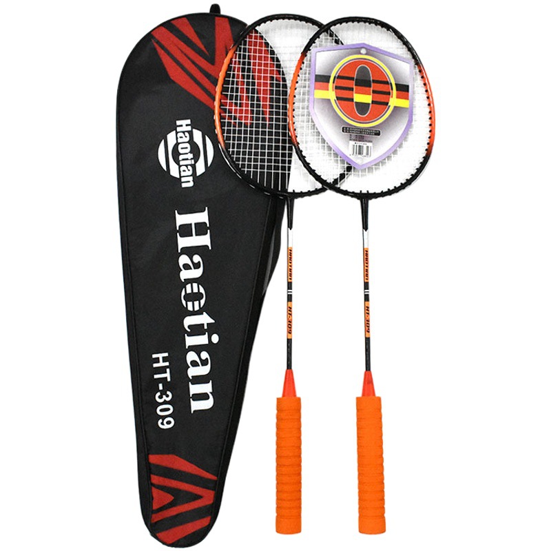 Haotian Integrated Badminton Racket Adult Student Training Durable Ferroalloy Badminton Racket Double Racket