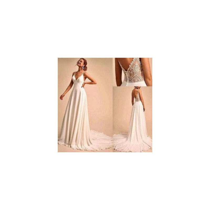 European and American Foreign Trade Hot Summer Deep Collar Hollow Fishtail Lace Trailing Wedding Dress High Waist Deep V Strap Backless Dress