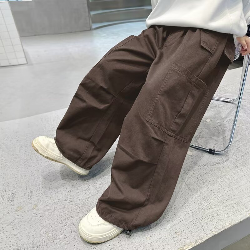 Picture of Elastics Trousers Elastics Waist Girls' Cockwork Pants Spring Loose Casual Street Style Pants 9-year-old Spring and Summer Crotch-free Men