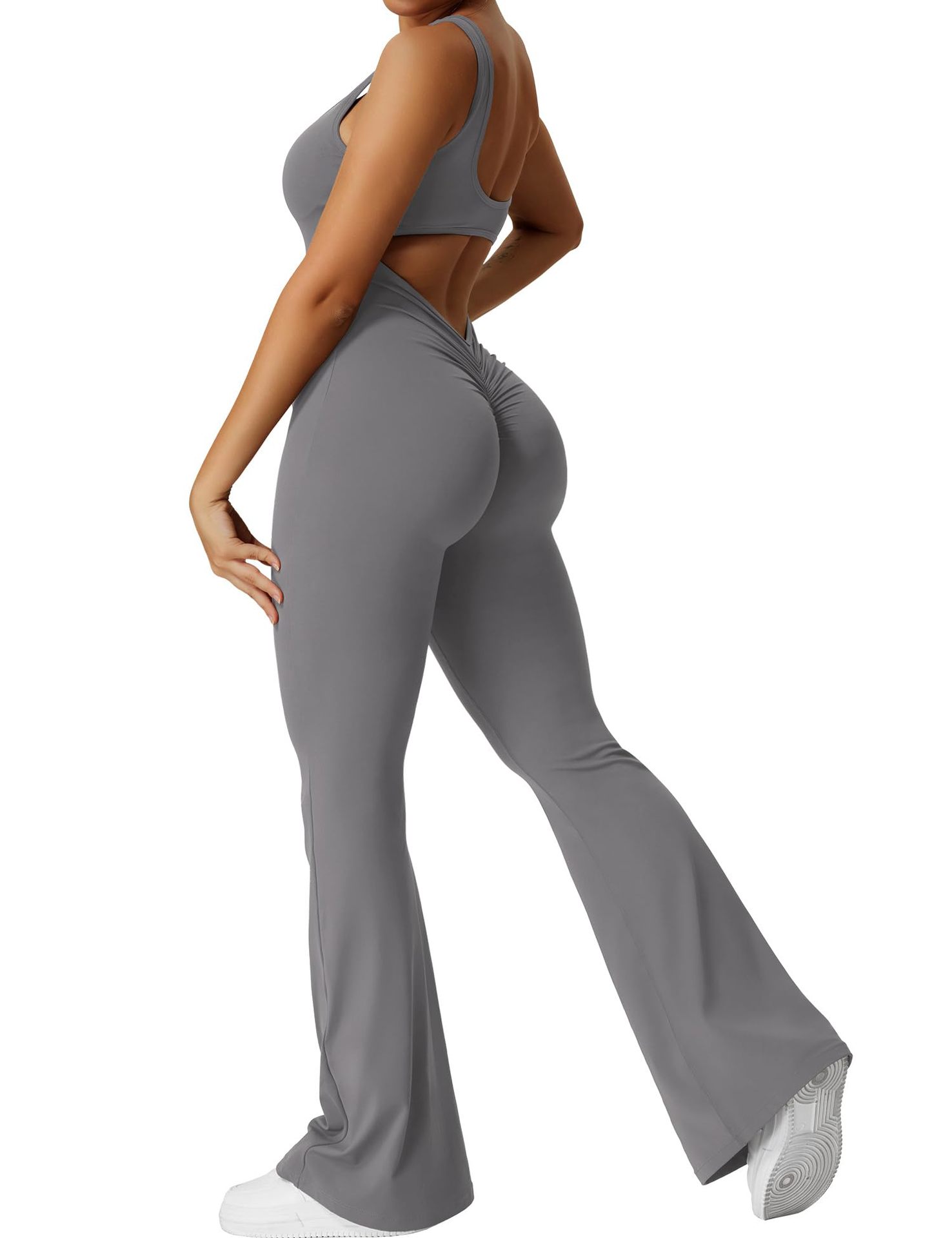 Picture of Amazon 2025 Spring and Summer New European and American Women's Slim Fit Hip Jumpsuit Sexy Backless Sports Yoga Suit