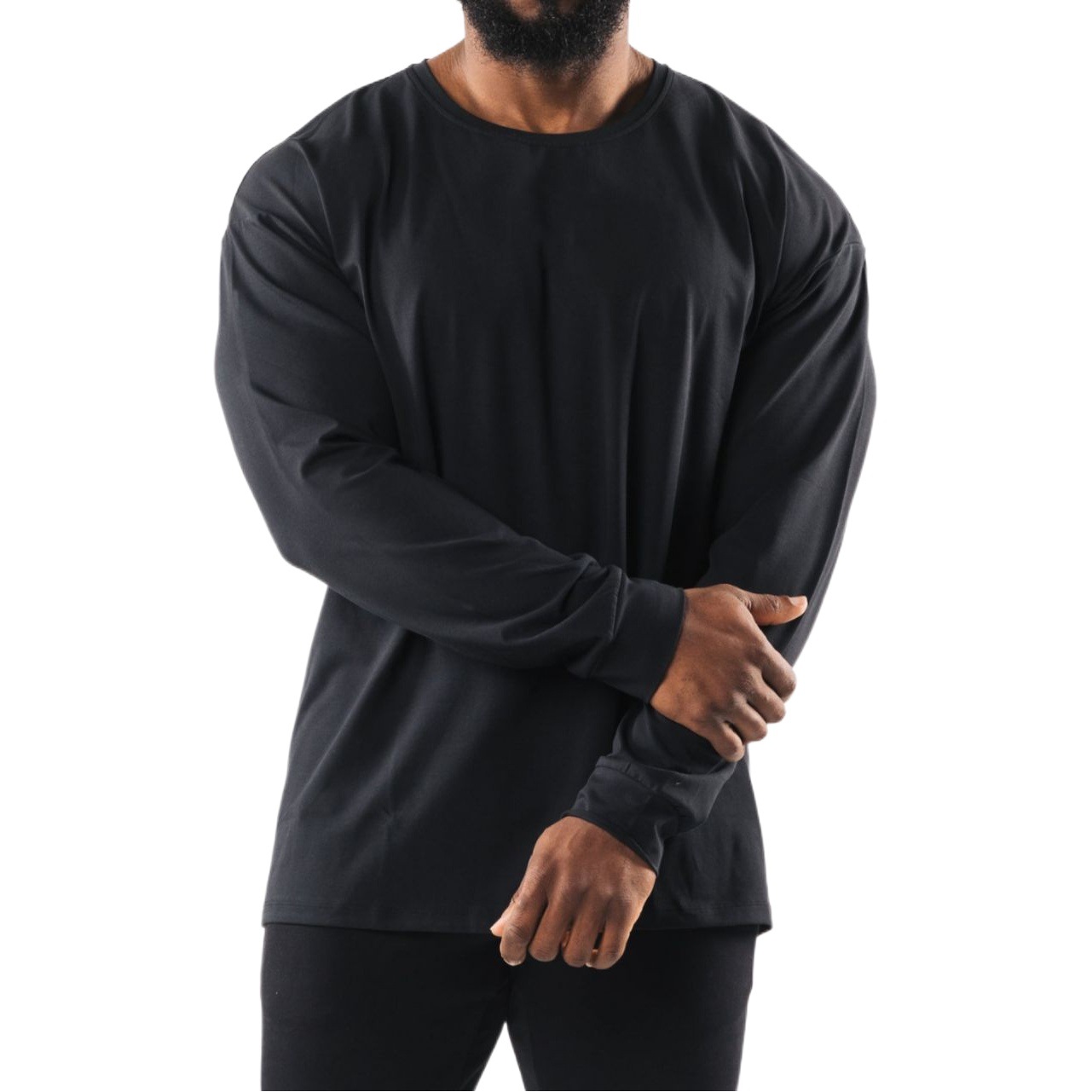 New European and American sports casual long-sleeved T-shirt men's loose outdoor fitness basketball running sports bottoming shirt fashion