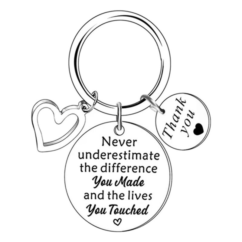 Thanksgiving Gift Inspirational Holiday Gift Personality Creative for Ladies Colleagues Teachers Stainless Steel Round Key Chain