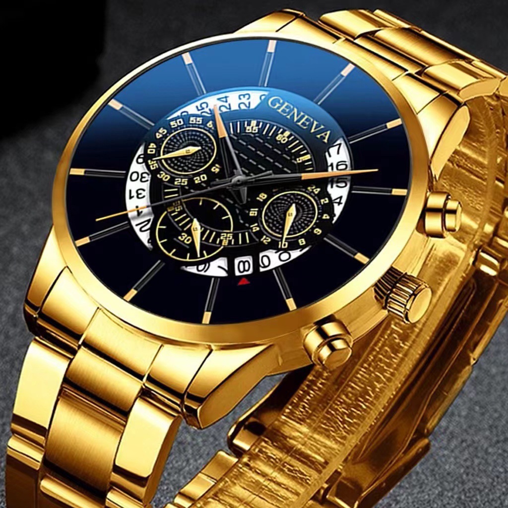 2020 Cross-border Hot Selling Fashion Men's Watch Geneva Creative Calendar New TikTok Alloy Steel Band Watch